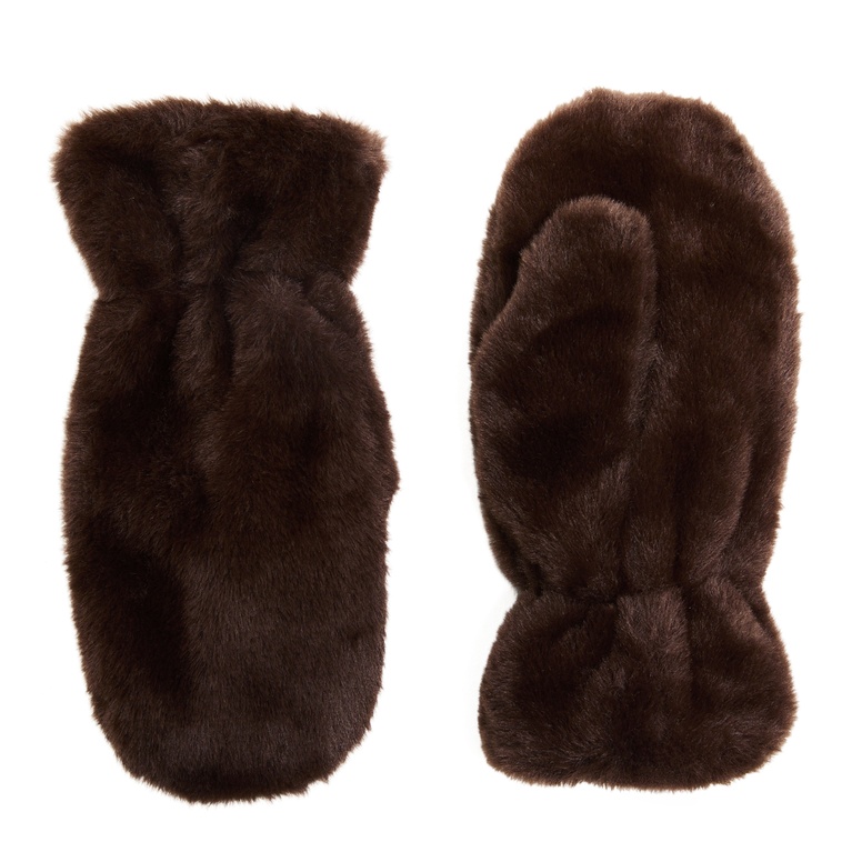 Faux fur mittens "Fideli Thumb" Brown